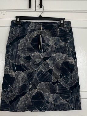 Hugo Boss Navy Floral Slim A-Line Skirt